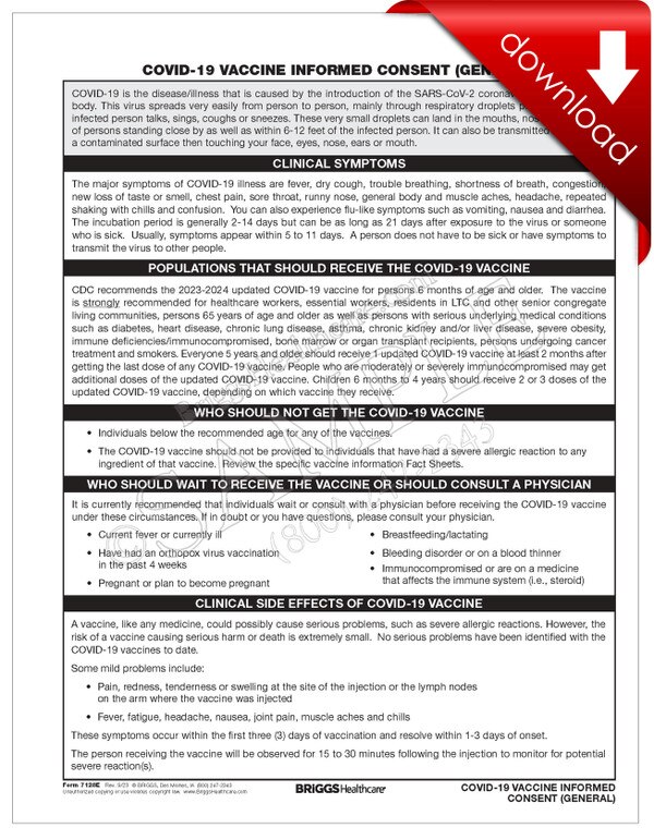 COVID19 Vaccine Informed Consent (General) DIGITAL FORM